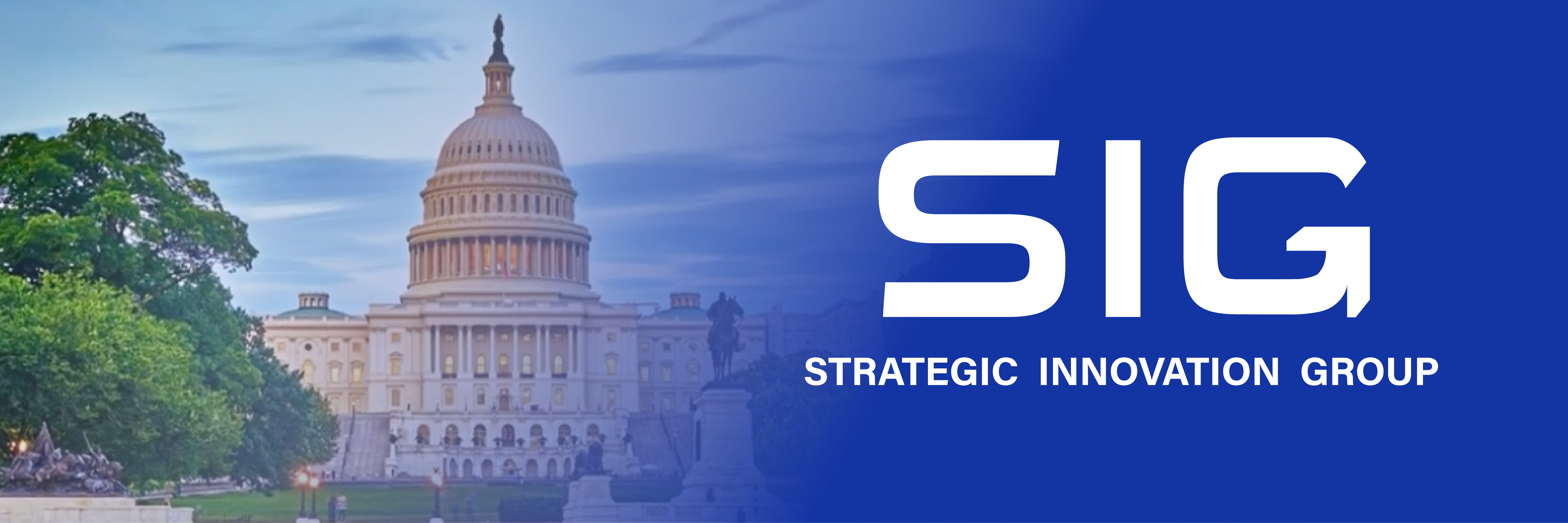 image of the Capitol and SIG logo on blue background