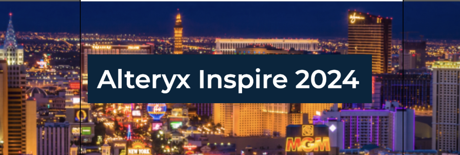 Alteryx Inspire 2024 logo against photo of Las Vegas at night